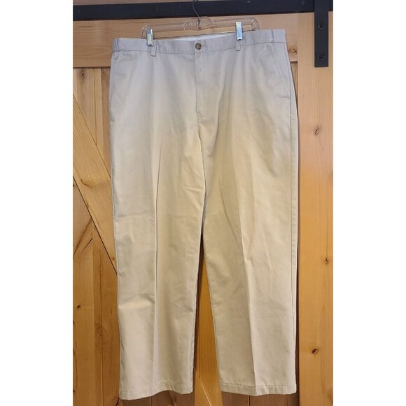 LL Bean Mens 42x29.5" Comfort Waist Tan Khaki Chino Pants *Hemmed* - Picture 1 of 16